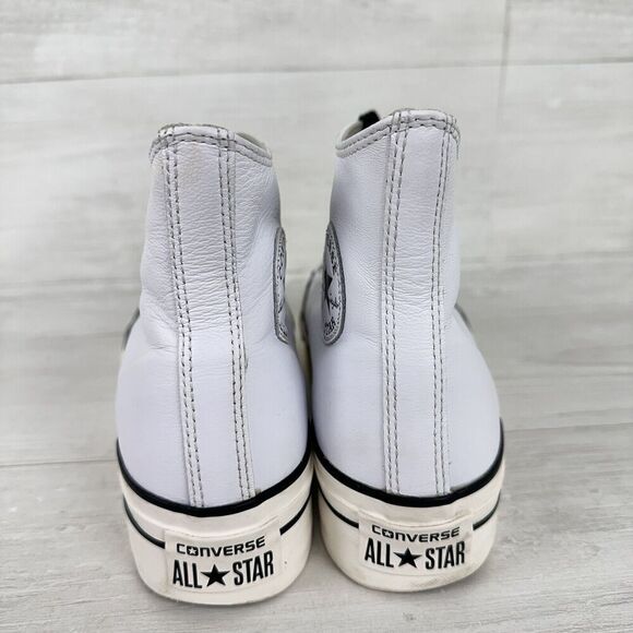 Converse Chuck Taylor Women 9 All Star Platform High Top Sneakers White Leather - Picture 5 of 12